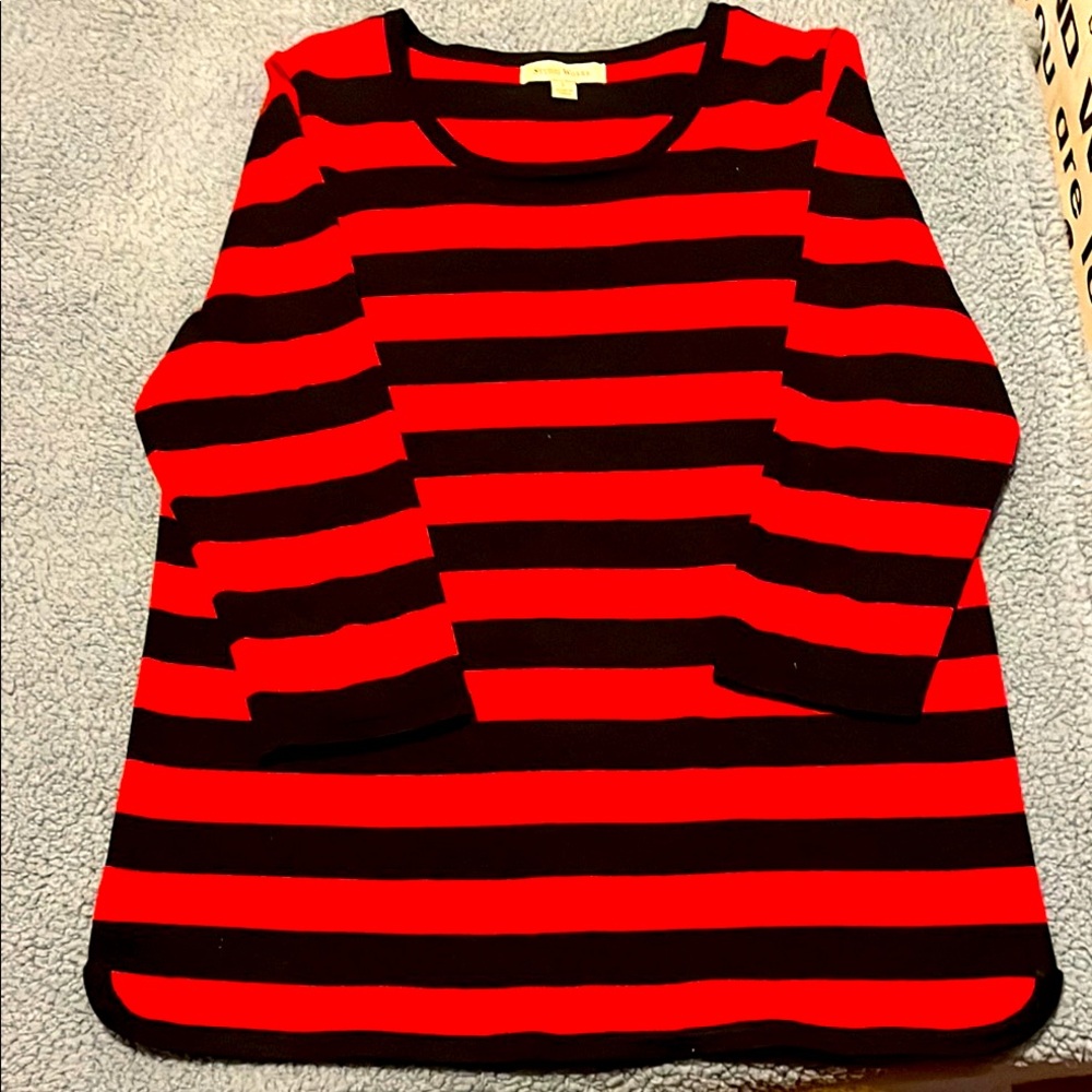 Chic Red and Black Striped Top